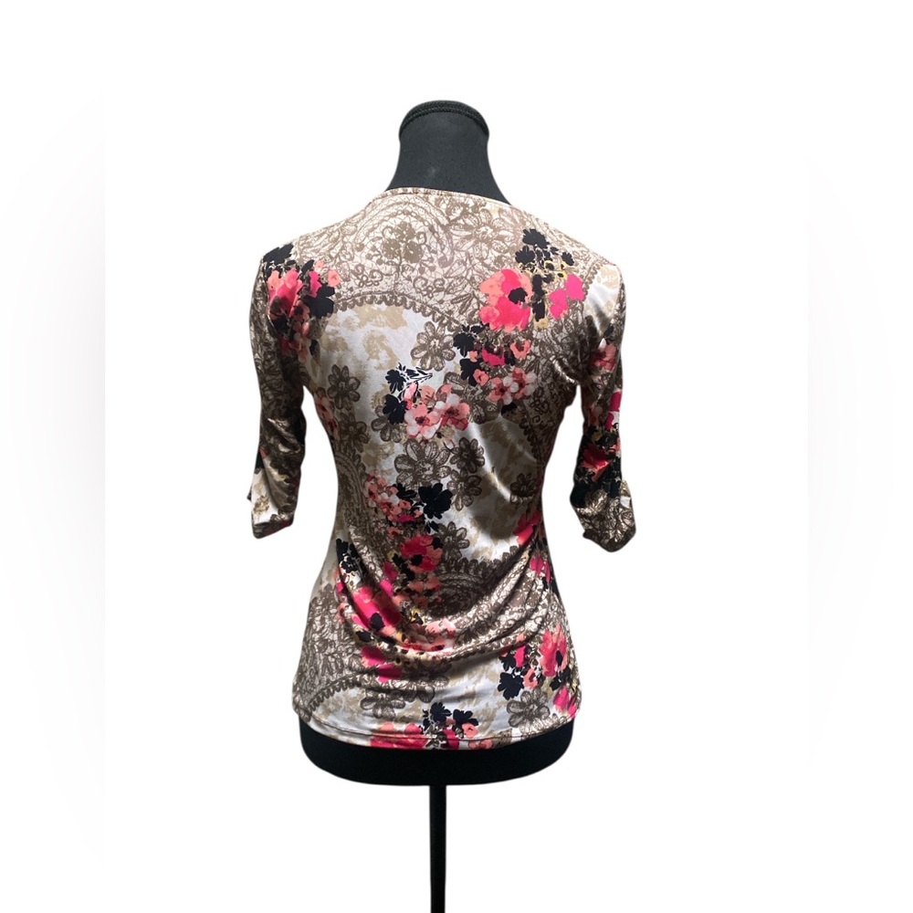 Style & Co. Floral Wrap Blouse - Red and Brown GUC SP - Picture 2 of 4